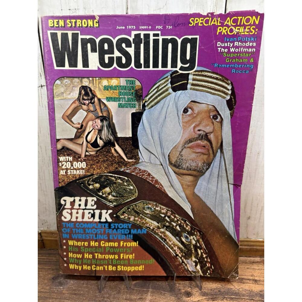 Ben Strong June 1975 WWE/WWF Wrestling Magazine Vintage Rare Sheik —READ—